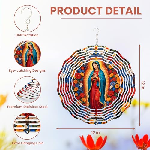 Image of FLAGWIX Our Lady of Guadalupe Wind Spinner, 12 in Stainless Steel