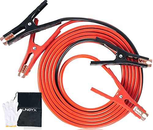 UNOYX Jumper Cables, 6Gauge x 16Ft Heavy Duty Booster Cables with Copper Clamps, 500AMP Jumper Cables Kit for Car, Full Range Cars, Vans, SUVs, Trucks and Motorcycles, Booster Cables