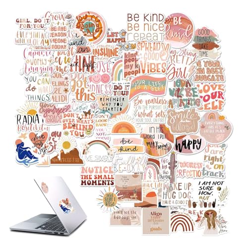 Aikeis 60 Autocollants Rétro Inspirants Esthétiques pour Femmes, Adultes, Enfants, Adolescents, Enseignants - Imperméables pour Ordinateurs Portables