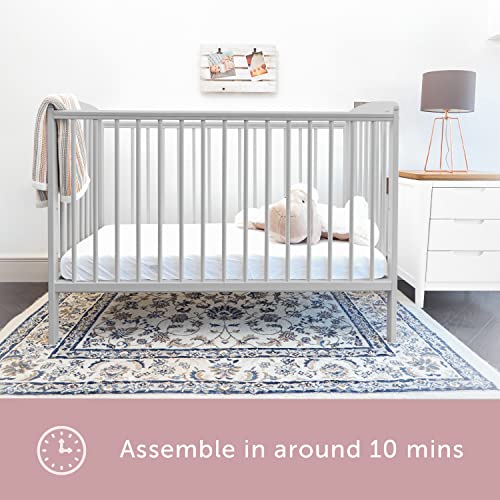 Baby Elegance Starlight Baby Cot Bed | Wooden Finish with Adjustable Heights & Durable Teething Rails | For Cot Bed Sheets 120x60 Fitted | Convertible Space Saver Cot | Mattress Not Included (Gray) - Image 6