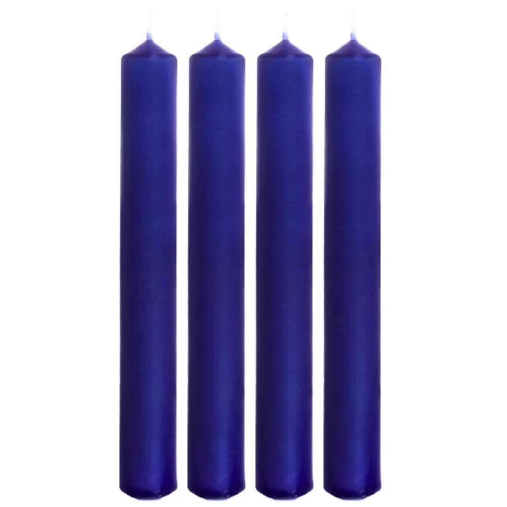 Dekohelden24 Tapered candles, set of 4 in blue, height x diameter approx. 17 x 2 cm, Unscented