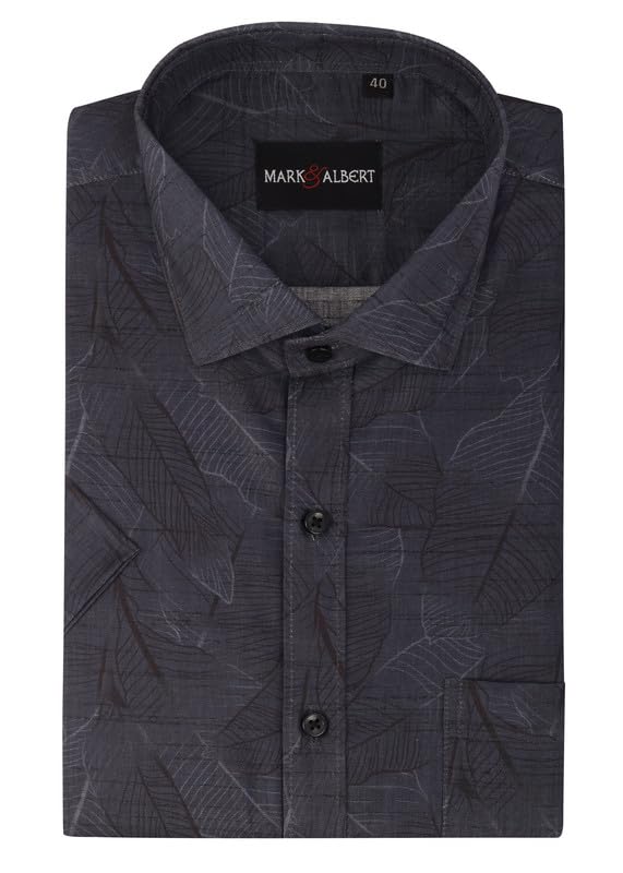 Image of MARK & ALBERT Men's 100% Cotton Half Sleeves Slim Fit Mens Shirt
