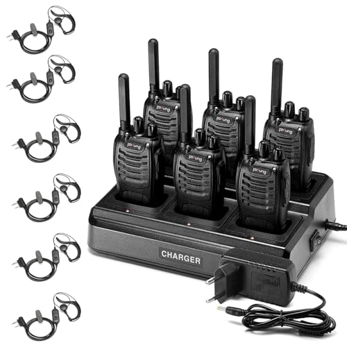 Walkie Talkie PMR446 Licencia Libre Radiobidireccional,16 Canales Walkie Talkies 1500mAh Radio de Largo Alcance Profesional Walkie Talkie,con Cargador de 6 Vías y Auriculares (Negro, 6 Piezas) Walkie Talkie PMR446 Licencia Libre Radiobidireccional,16 Canales Walkie Talkies 1500mAh Radio de Largo Alcance Profesional Walkie Talkie,con Cargador de 6 Vías y Auriculares (Negro, 6 Piezas)