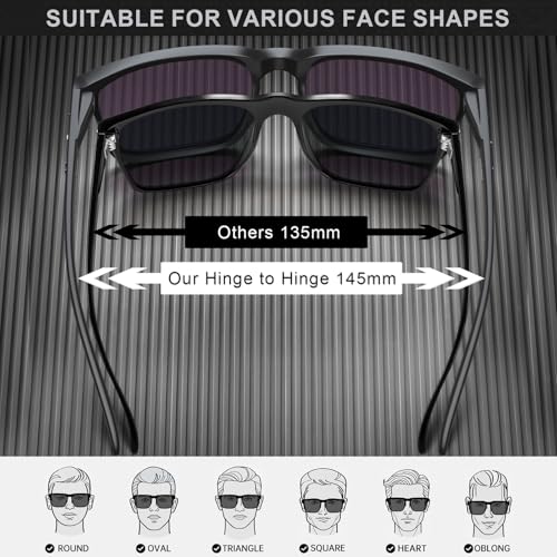 Image of STGATN Big Head Sunglasses for Men - 155MM for Large Wide Heads Men's TR90 Ultralight UV400 Protection Glasses