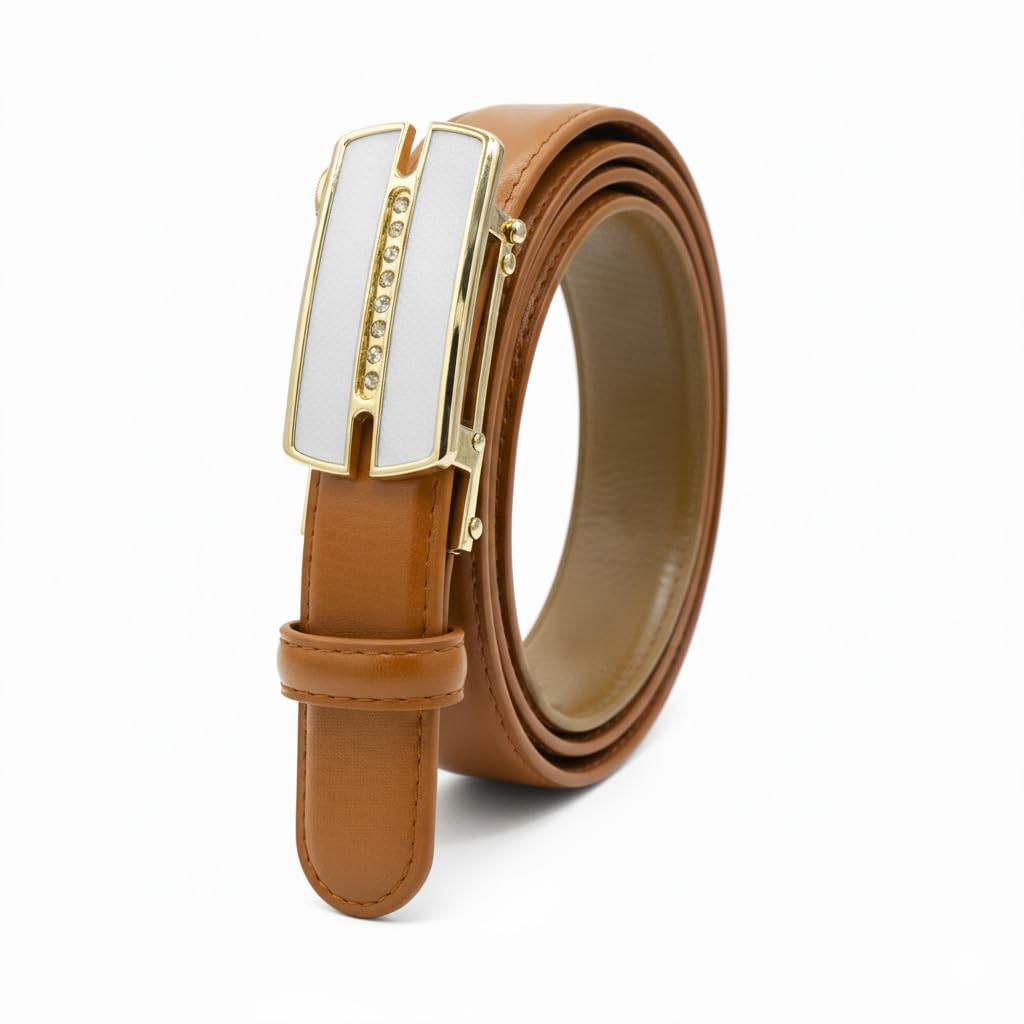 Zerimar Ceinture Femme en Cuir de Vachette Véritable | Ceinture Femme Cuir avec Hebilla Trinquete Automatique | Largeur 24mm | Taille Ajustable | Fabriquée à la Main