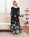 Ekouaer Long Nightgown for Women 3/4 Sleeves Nightshirt Maxi Sleep Dress Plus Size Loungewear Full Length Sleepwear Black Floral XX-Large