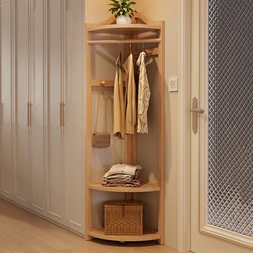 Porte-manteau d'angle en bois massif, vestiaire d'entrée blanc premium