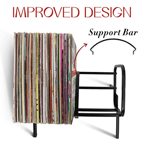 Jordfy Vinyl Record Storage Rack, Hold 80-100 Lp Storage, Metal Record Albums Player Holder, Simple Assembly - High Arc Design, Safe & Protect Vinyl Stand - Organize Albums - Book, Magazine, Files #TOP2