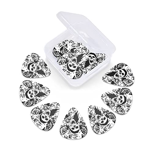 Lot de 12 médiators de guitare avec tête de mort abstraite noir pour guitare électrique, basse acoustique, cadeau avec boîte - Les Beatles, Paul McCartney, John Lennon, RIngo Starr, George Harrison Lot de 12 médiators de guitare avec tête de mort abstraite noir pour guitare électrique, basse acoustique, cadeau avec boîte – Image 4