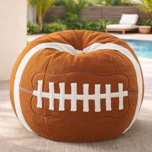 Sports Football Bean Bag Chair Giant Bean Bag Chairs for Adults and Kids Filled Plush Lounge Sofa Couch for Living Room Gaming Room Office Perfect for College Dorm Essentials Decor 44 Inch