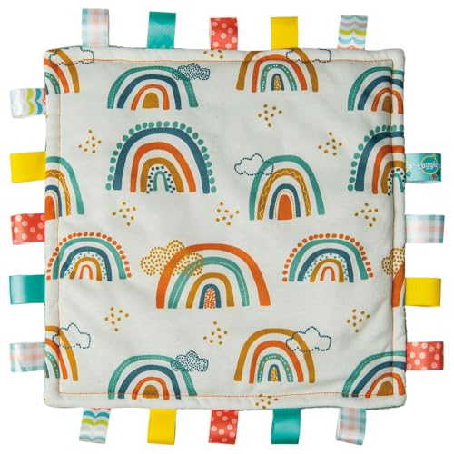 Image of Mary Meyer Taggies Lovey for Baby Security Blankets Original Comfy Blanket with Sensory Tags, 12 x 12-Inches, Rainbow