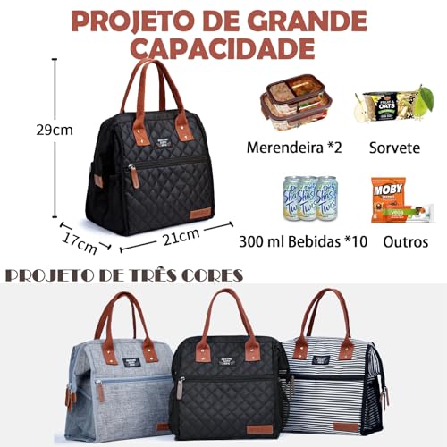 INSMEER Lancheira Bolsa Térmica, Bolsa Térmica Marmita Portátil Para Viagem, Caminhada, Praia, Pique