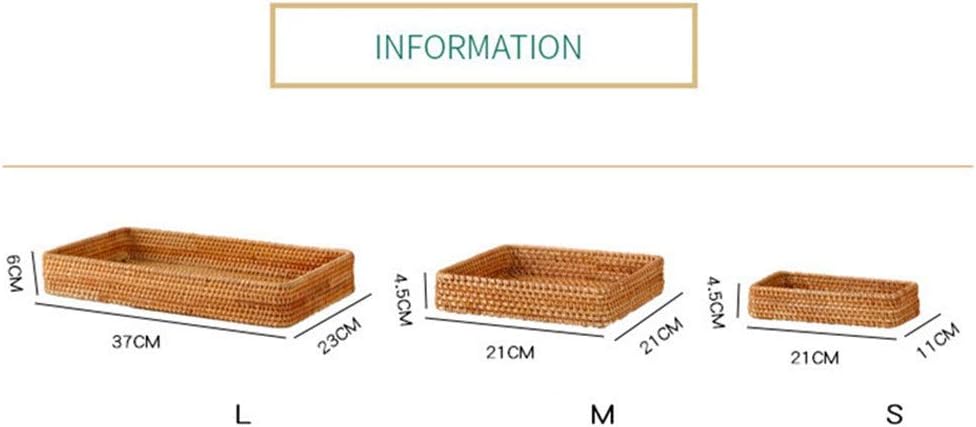 Hand-Woven Storage Basket Rattan Storage Tray Wicker Basket Bread Fruit Breakfast Display Box Crafts Home Decoration