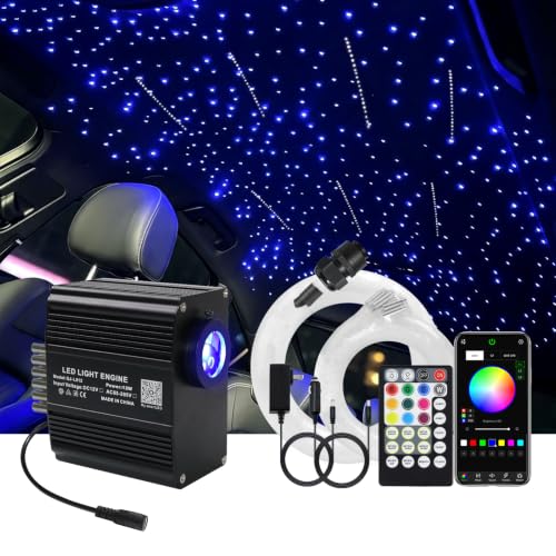 Image of Starlight Headliner Kits, 550pcs 9.8ft Twinkle & Meteor Fiber Optic Lights | 240pcs Pure White Shooting Star Lights for Car /Home, APP /Remote, RGBW Music Sync Star Ceiling Sky Decoration for SUV /Truck