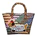 Elegante bolso tejido para mujer con estampado de perro salchicha y rayas retro Imagen de Elegante bolso tejido para mujer con estampado de perro salchicha y rayas retro