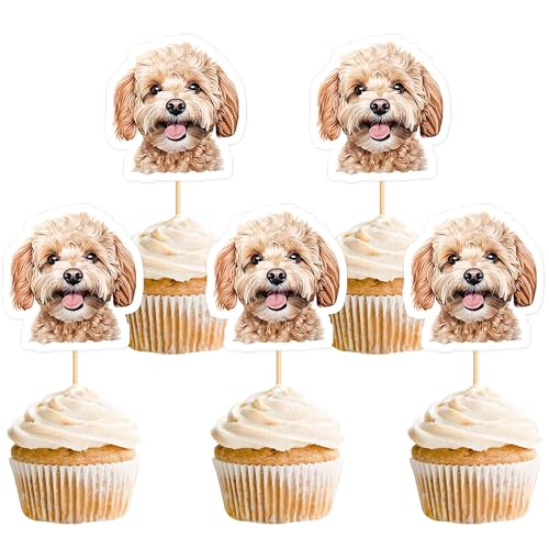 Ercadio 24 Pcs Puppy Dog Cupcake Toppers for Birthday Party
