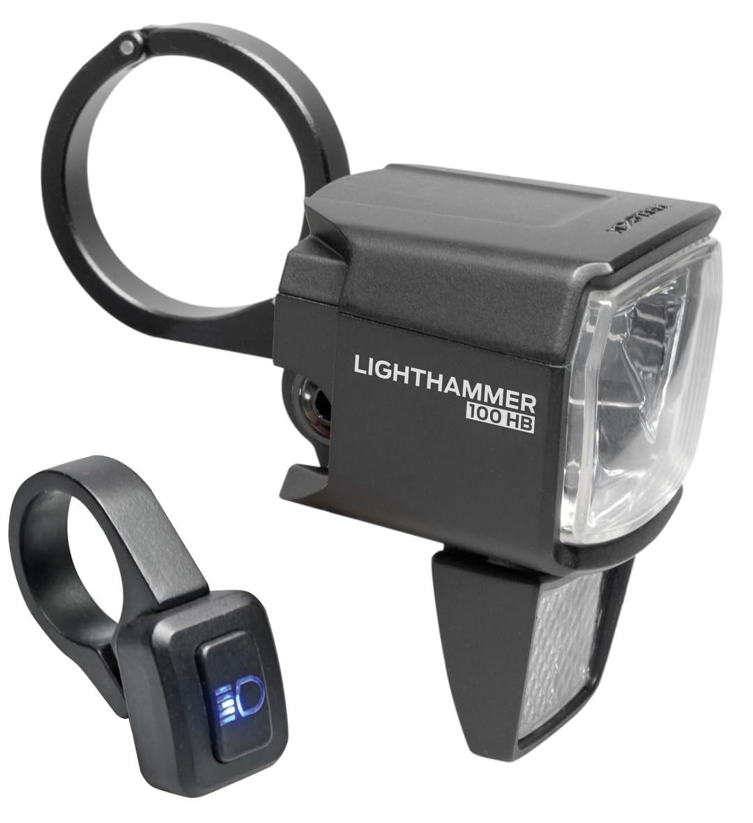 TRELOCK LS 890-HB Lighthammer 100 Lux E-Bike 12V Fahrradlicht – Inklusive Fernlicht-Schalter und Lenkerhalterungen – StVZO zugelassen