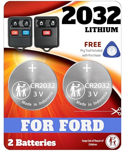 Key Fob Battery CR2032 for Ford, Mazda, Lincoln (2-Pack)