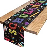 Tischläufer Einschulung Deko Schwarz, Tischband für Schuleinführung Schulkind Bunt Zuckertüten ABC, Tisch Läufer Tischdeko für Mädchen Jungen Schulanfang Einschulung Deko, 180 x 35cm