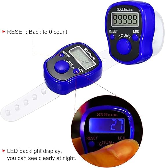 Image of 99999 5 Digit Multiuse Digital Electronic Portable Mini Hand Tally Clicker Counter Finger Ring Mantra Jaap Device Machine Cricket Umpire Counting Zikr Ziker Dhikr (5136)