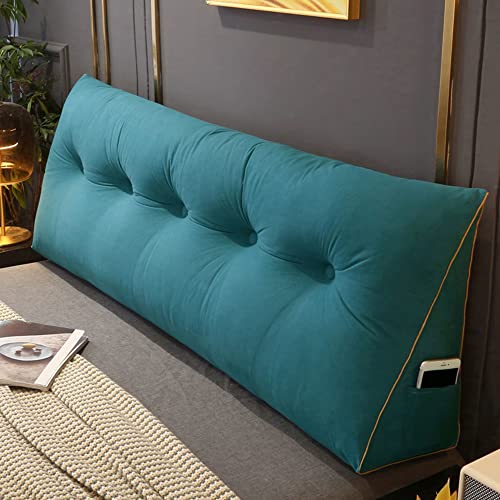 RAKTOV Kopfteil Lesekissen Dreieckiges Rückenlehnenkissen Rückenkissen Schlafkissen Rückenlehne Stützkissen Lesekissen Doppelbett Nachttisch Dreieck Kissen, 60 x 50 x 20 cm, Blau