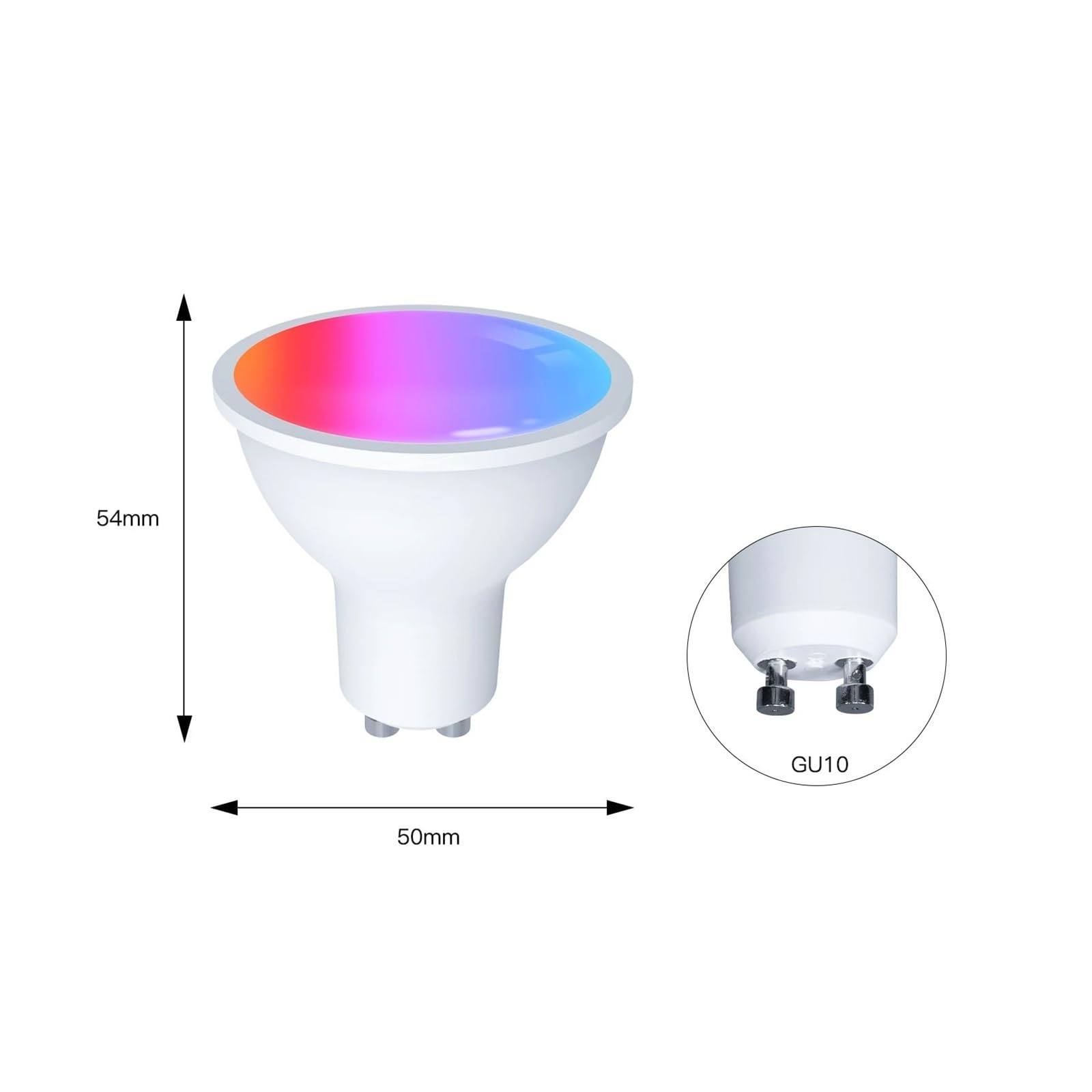 Genérico Bombilla inteligente GU10, luz Led regulable, 16 millones de colores RGB C+W, lámpara vela, Control por voz, hogar(8 PC)