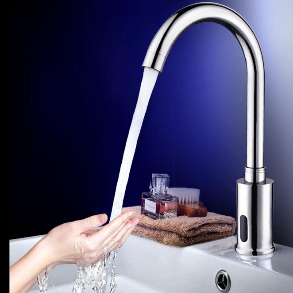 Grifo Automático Infrarrojo para Lavabo Control Por Inducción con Diseño de Agujero Único Y Tubo G1/2 Adecuado para Baño Hotel Uso 33cm