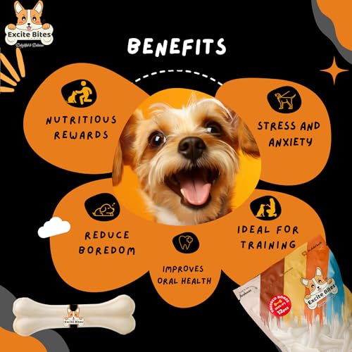 Image of Excite Bites Dog Rawhide Pressed Bones Mega Pack (Dog Chews) (Size 5 inch) (12 Pcs),All Life Stages