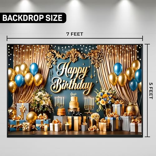 Image of Happy Birthday Theme Backdrop Banner 5x7 ft - Digital Print Cloth Background, Reusable Birthday Party Wall Decoration for Girls, Photo Booth & Stage Decor (BD 14)