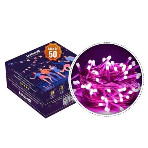 Image of Lexton 40 LED Power Pixel Serial String /Fairy Light | Plug Sourced | Suitable for Home & Outdoor Decoration, Diwali, Christmas, Ramadan, Wedding, Party, Festival (Pack of 50, Pink)