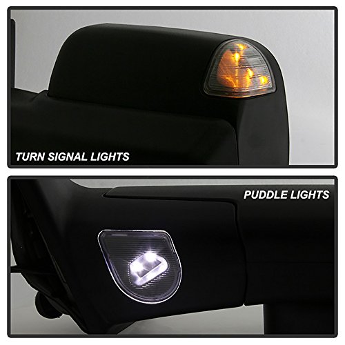 VIPMOTOZ Heated Power Remote Driver Side Left View LED Turn Signal w/Puddle Light Exterior Towing Mirror & Glass Replacement For 2009-2012 Dodge RAM 1500 2500 3500 Pickup Truck