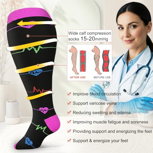 Image of Graduated Copper Compression Socks for Women Men Circulation 20-30mmhg-Best Support for Running,Nursing,Hiking