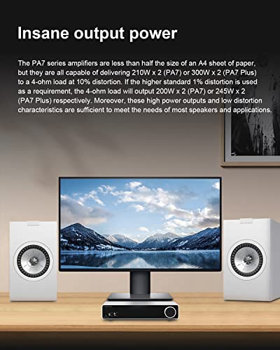Image of KGUSS Topping PA7 Plus Power Amplifier 300W x 2 Class D Fully Balanced AMP XLR /TRS /RCA Input 12V Trigger Stereo Home Audio Amplifier(PA7 Plus Black)