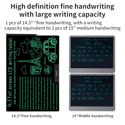 Image of LCD Writing Tablet 14.3in, Bezel-Free, Ultra-Slim 0.75lb for Notes Drawing | Ultra-Slim 0.2in & Lightweight 0.75lb: Thinner than a smartphone, lighter than a notebook. One-hand hold, fits any bag.