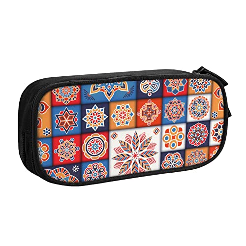 Portagioie con stampa retrò flowwer astuccio per trucchi e gioielli portatile da viaggio nero Nero Taglia unica Astuccio portamatite