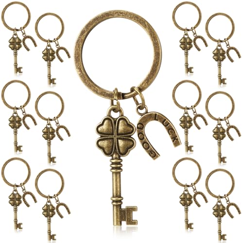 Equsion 12 Pcs St. Patrick's Day Souvenirs Keychain Gifts 4 Leaf Clover Keychains with...