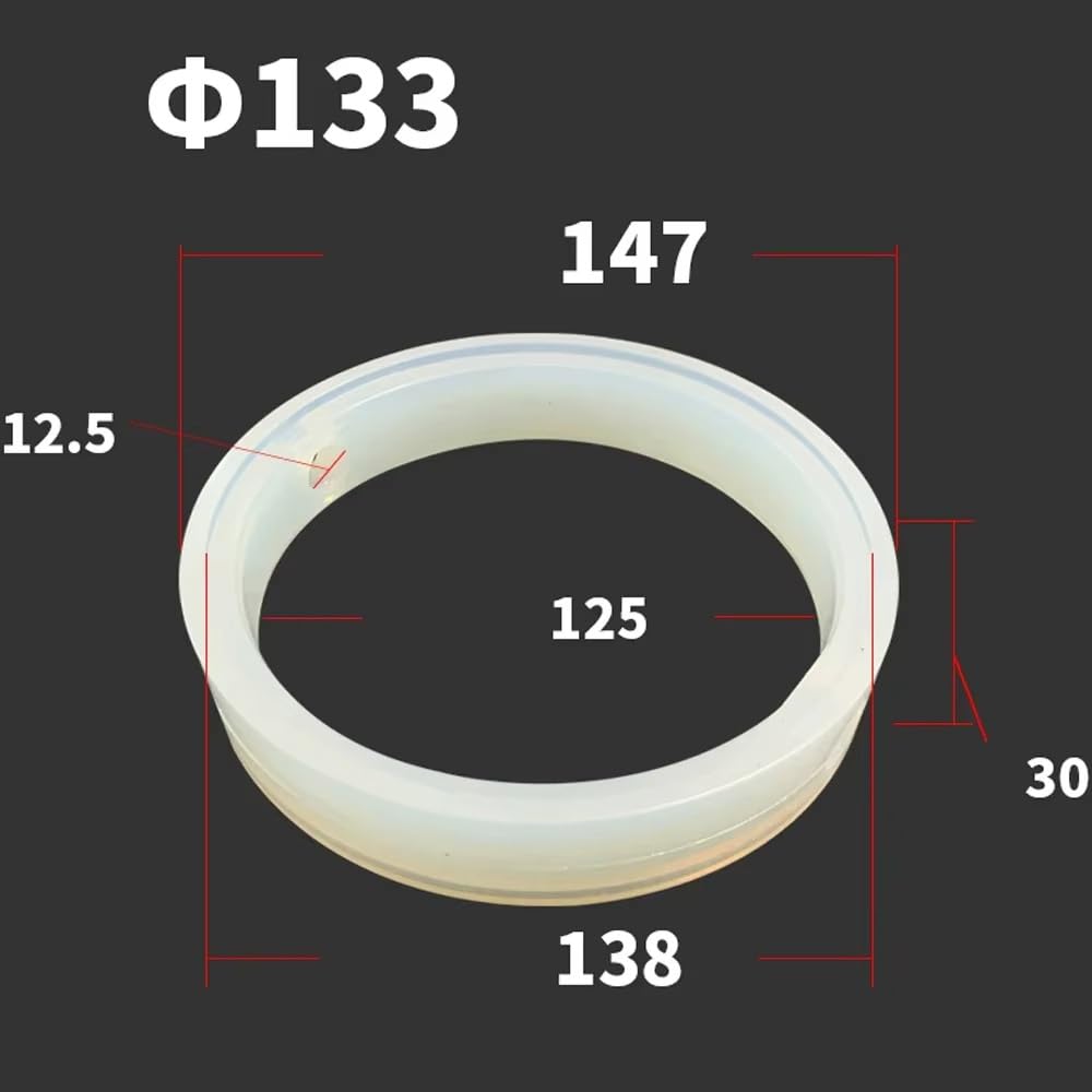 Junta de Sellado de Silicona VMQ Alimentaria 1 Pieza, Anillo de Reemplazo Sanitario para Válvula Mariposa 3 Abrazaderas 1,5"-8", para Tuberías Inox(133mm)