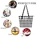 Tote Bag Soft Leather Purse Fashion Hobo Handbags With Zipper Large Capacity Satchel Casual Shoulder Shopping Bag Compatible with Abstract Modern Striped Houndstooth And Watercolor Effect Black
