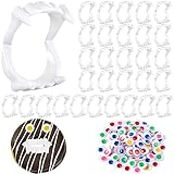 Hungdao 50 Vampire Plastic Teeth Fangs, Halloween White Fake Fangs, Werewolf Masquerade, with 100 Pcs Plastic Color Eye for Diy, Suitable for Halloween, Vampire Cosplay Donuts Party Decoration