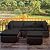 Tangkula 5 Piece Patio Rattan Furniture Set, Outdoor Sectional Rattan Sofa Set with Back & Seat Cushions, Wicker Conversation Set with Tempered Glass Table for Backyard Porch Poolside (Black)