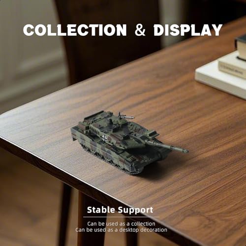 SEBUNAS Leopard 2A7 Militärpanzer im Maßstab 1/72, Schnellbaumodell, deutsches Panzerfahrzeug, Leopard 2A7 Kampfpanzer, Baumodell, Geschenk für Erwachsene und Kinder (14 Teile)