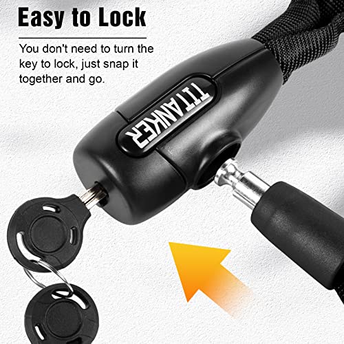 Titanker Bike Chain Lock, Security Anti-Theft Bike Lock Chain Bicycle Chain Lock Bike Locks For Bike, Motorcycle, Bicycle, Door, Gate, Fence, Grill (6Mm, 8Mm, 10Mm Thick Chain) (Black-10Mm Chain) #TOP4