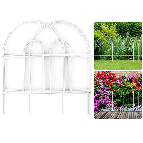Amagabeli Decorative Garden Fence 18 in x 50 ft Rustproof White Iron Landscape Wire Folding Fencing Ornamental Panel Garden Border Fence Edge Section Edging Patio Flower Bed Fencing Outdoor Fences