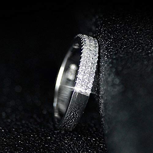 925 Sterling Silver Shiny Full Diamond Ring Three Rows Cubic Zirconia Rings CZ Diamond Multi Row Ring Eternity Engagement Wedding Band Ring for Women (US Code6-10)4