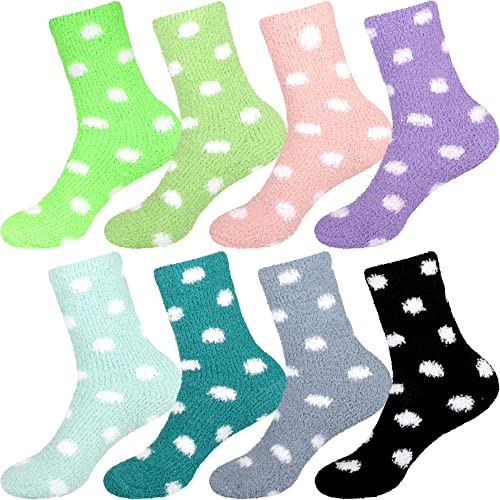 Image of BambooMN Colorful Fuzzy Socks - Assorted Super Soft Warm Microfiber Comfy Home Socks - Value Pack