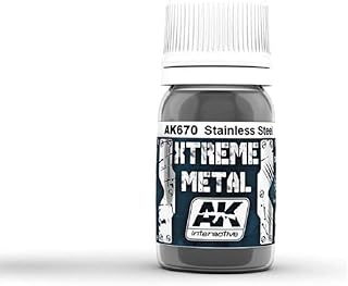 AK-Interactive AK 670, Xtreme Metal Stainless Steel - 35 ML / 1.18 Fl.Oz Jar - Model Building Paints and Tools # AK-670