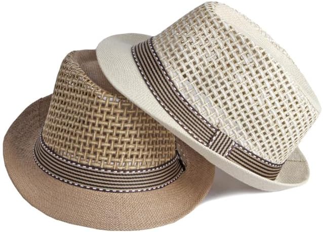 Straw Fedora Hat for Women Men Mesh Trilby Hat Panama Cuban Summer Beach Sun Outdoor