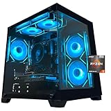 SKYESEV Gaming Desktop Computer PC,AMD Ryzen 5 5600,RTX3050 6GB,32GB RAM and 1TB M.2 NVMe PCle4.0,ARGB Fan,WiFi,Game Design Office Console,Sea View Room,Prebuilt Gaming PC Tower