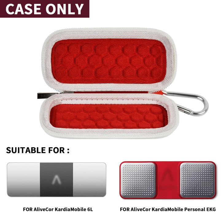 Case Compatible with KardiaMobile 6-Lead/for 1-Lead/for KardiaMobile 6L Max Personal EKG Monitor, Heart Rate Moitor Storage Holder - Red(Bag Only)