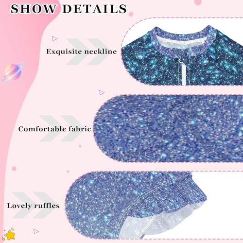 CHIFIGNO Long Sleeve One Piece Swimsuit Girls Navy Blue Gradient Gradient Girls Long Sleeve Bathing Suit 3T4